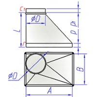 Купить переход прямоугольного сечения на круглое тип 3 оптом | ПРОТОРГ