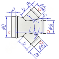 Купить крестовина круглого сечения конусная с косыми круглыми врезками оптом | ПРОТОРГ