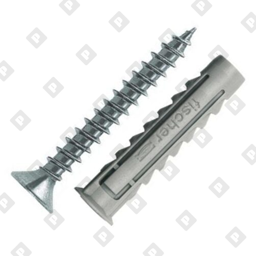 Дюбель нейлоновый fischer SX 6x30 S/10 с шурупом и кромкой - №1