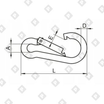 Карабин пожарный с фиксатором ART 814594 (DIN 5299D) 6x60, нерж.сталь А4 - №2