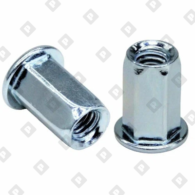 Заклепка М5x13.5 шестигранная с внутренней резьбой и цилиндрическим бортом, оц. сталь - №1