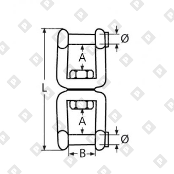 Вертлюг АРТ 8535 вилка-вилка со штифтом с внутренним шестигранником  5мм, нерж. сталь А4 - №3
