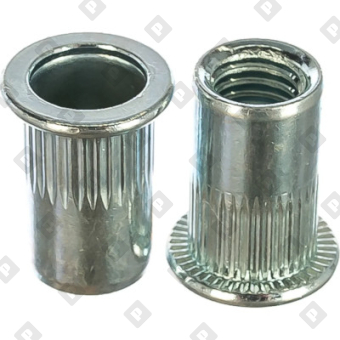 Заклепка М6x14.5 с внутренней резьбой, насечками и цилиндрическим бортом, оц. сталь - №1