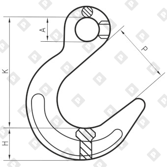 Крюк грузовой с расширенным зевом 21.2 т, кл.пр. 8 - №2