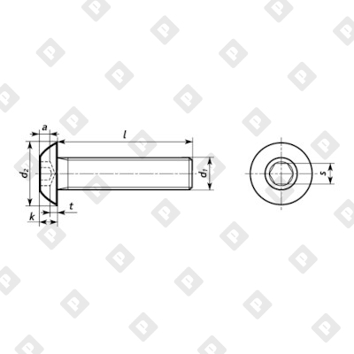Винт ISO 7380-1 М8x30 с полукруглой головкой, шлиц шестигранник HEX, кл. пр. 10.9, оц. сталь - №2