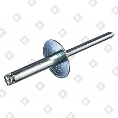 Заклепка вытяжная открытая 4,8x14 с экстра увеличенным бортом 16 мм, оц. сталь / оц. сталь - №1