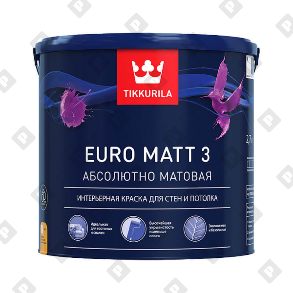 Краска интерьерная Tikkurila EURO MATT 3 С глуб.мат. (0,9 л) - №1