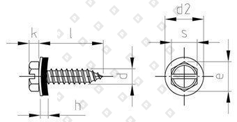 DIN 7976 A2 C 4,2X16 SZ, EPDM-washer 12 мм - №4
