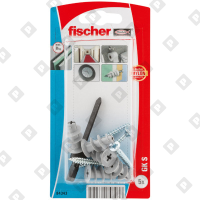 Дюбель Fischer GK S K NV для гипсокартона с шурупом, упаковка блистер 5 шт - №1