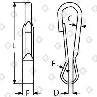 Карабин пружинный симплекс ART 814387 40 мм, нерж. сталь A2 - №2