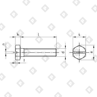 Болт DIN 933 SZ M5x50 с шестигранной головкой, прямым шлицем и полной резьбой, нерж. сталь A2 - №3