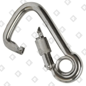 Карабин пружинный ассиметричный с кольцом и резьбовой втулкой ART 8951 6x60, нерж. сталь A4 - №1
